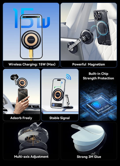 Essager Magnetic Car Wireless Charger – 15W Fast Charging Mount for MagSafe iPhone