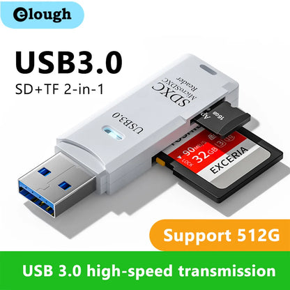 2-in-1 USB 3.0 Card Reader – SD & Micro TF High-Speed Adapter for PC & Laptop
