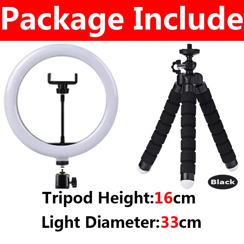 12-inch LED Ring Light with Tripod – USB Phone Ringlight for YouTube & TikTok