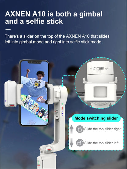 AXNEN A10 Smartphone Gimbal – Stabilizer with Fill Light, Tripod & Remote