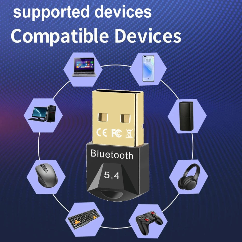 USB Bluetooth 5.4 Adapter for PC – Dongle Receiver for Speaker, Mouse, Keyboard & Audio